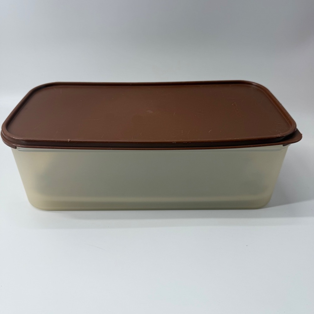 Tupperware 1718 Produce Bread 25 Cups Container w/Brown 1719 Lid & 1716 Rack T2